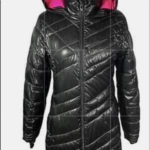 Hooded down puffer long jacket